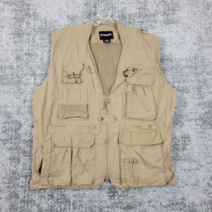Humvee Adventure Gear Vest Mens XL Safari Photo Cargo Pockets Outdoor Khaki